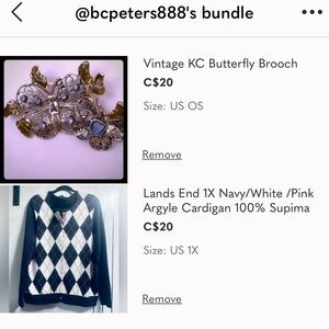 Bundle for bcpeters888 Lands' End Navy and White Argyle Sweater and Broach